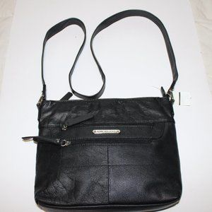 Stone Mountain Black Pebbled Genuine Leather Purse Crossbody